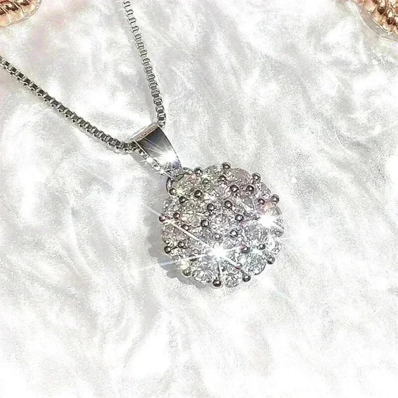NEW Dazzling 925 Silver Diamond Necklace - Picture 2 of 4